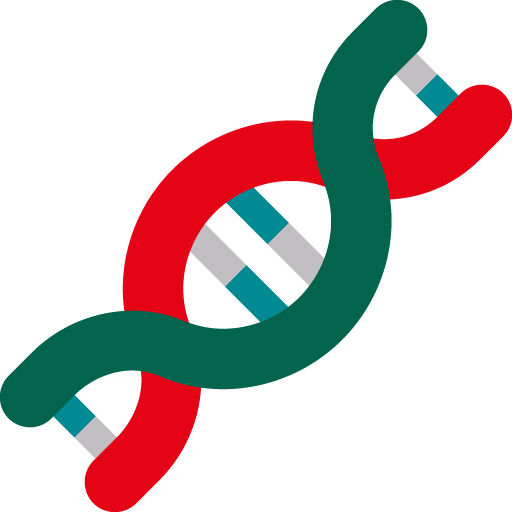 Brin d'ADN rouge et vert symbolisant les valeurs de la fondation