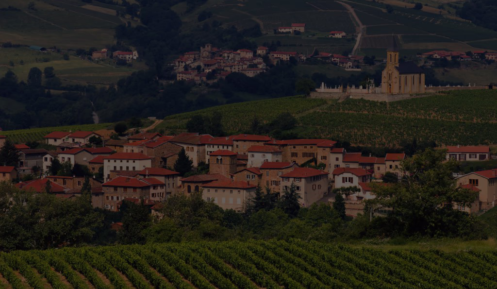 Village du Beaujolais entouré de vignes